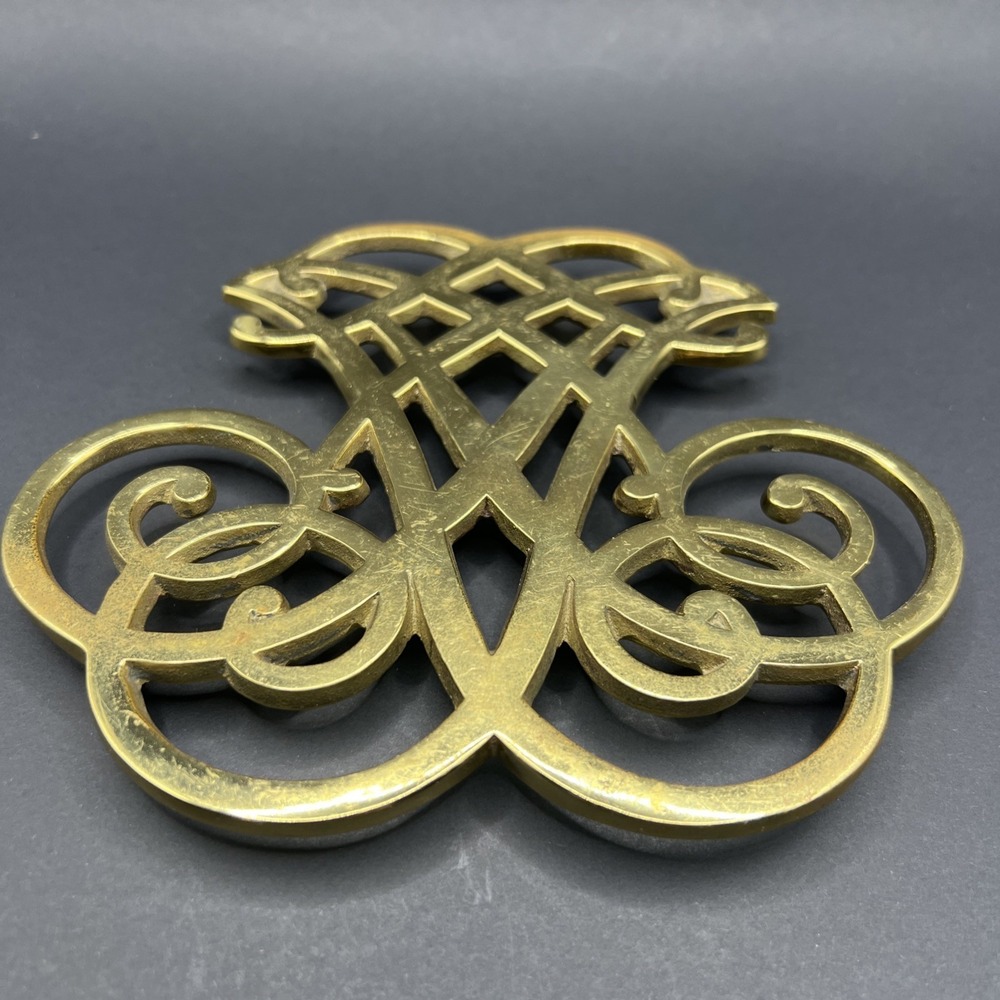 Vintage Thomas Jefferson Monticello Cipher Brass Trivet, Virginia Metal Crafters